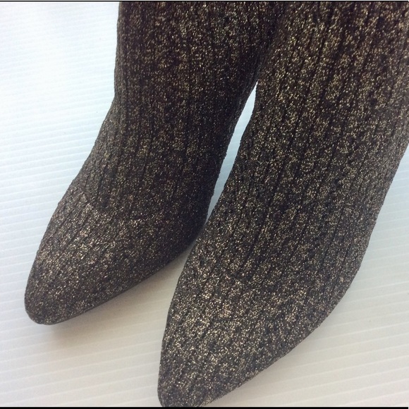 Stuart Weitzman sock booties metallic black heels - Picture 8 of 9